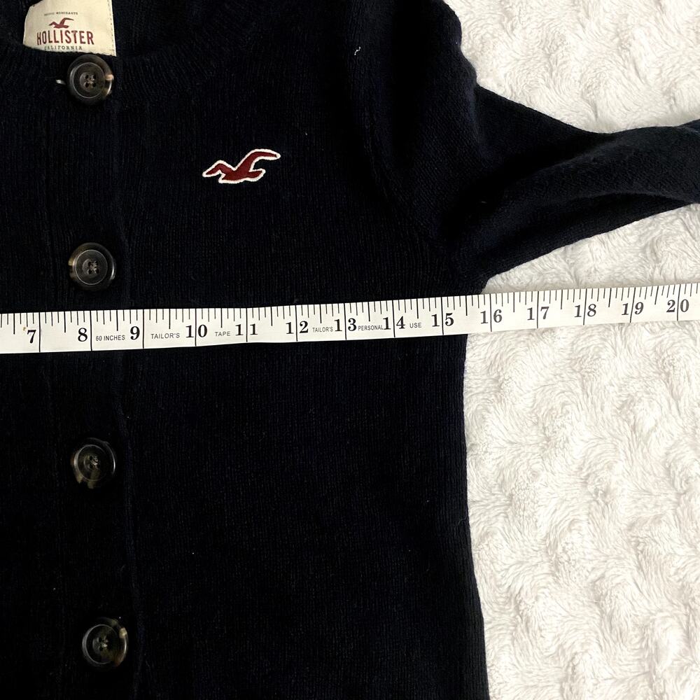 Hollister Y2K Navy Blue Wool Blend Preppy Classic Minimalist Cardigan S - Picture 6 of 6
